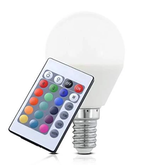 RGB/fh izzó E14 4W 3000K 300Lm távirányítóval 