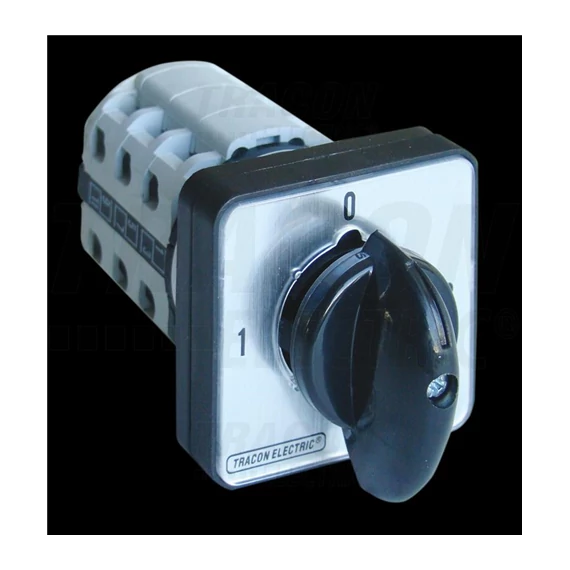 Tokozott kézikapcs 1-0-2, 400V, 50Hz, 20A, 2×3P, 5,5kW, 48×48mm, 90°, IP44