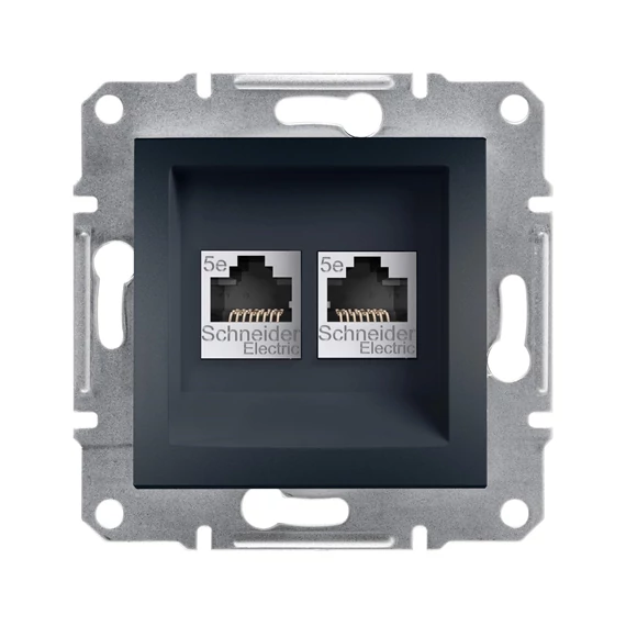 Asfora 2xRJ45 Cat.5e UTP aljzat, antracit (EPH4400171)