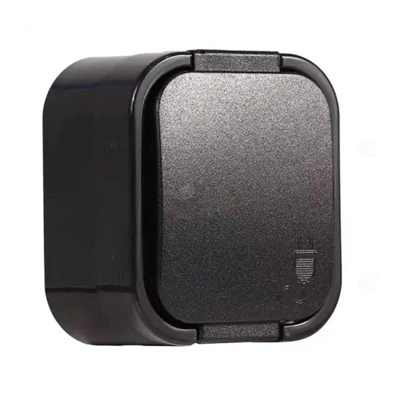 Dugalj földelt fk. csapófedéllel fekete IP54 Hydra (321665)