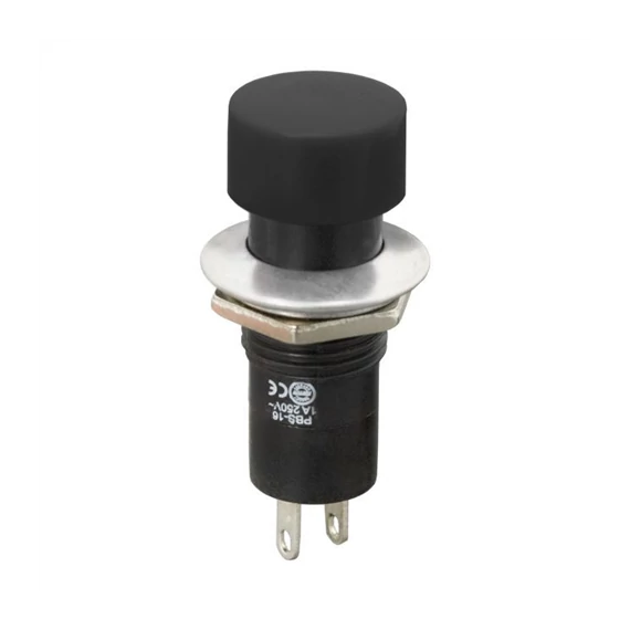 Nyomógomb fekete on-off 1ák 1A 250V (09076FK)