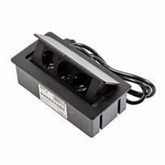 Elosztó 2x230V+2xUSB 2,1A, asztalba sülly.fekete SCHUKO, kábellel (AE-PBSUC2GS-20N)