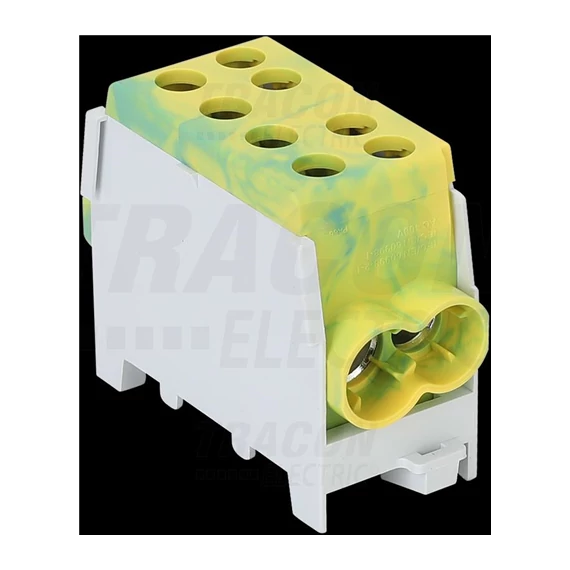 Főáramköri leágazó kapocs, sínre szerelhető, zöld/sárga 6-35mm2, max. 1000VAC, max.125A