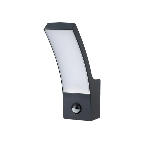 Kültéri LED fali fekete 12W 800lm IP44 mozgásér. Palanga (7505)