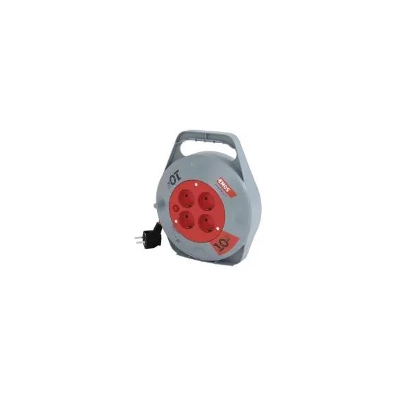 Kábeldob 10m 4 dugalj fekete PVC 230V 1mm2 (P19510)