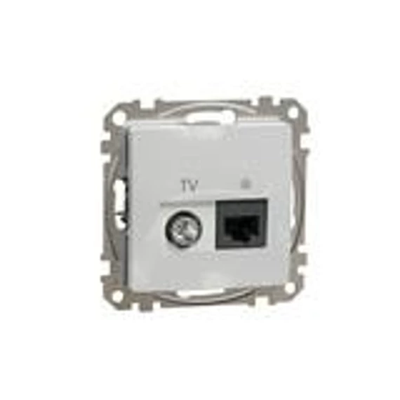 ÚJ Sedna TV 1xKoax 1xRJ45 lakkozott matt alumínium csavaros Cat6 Schneider (SDD113469T)