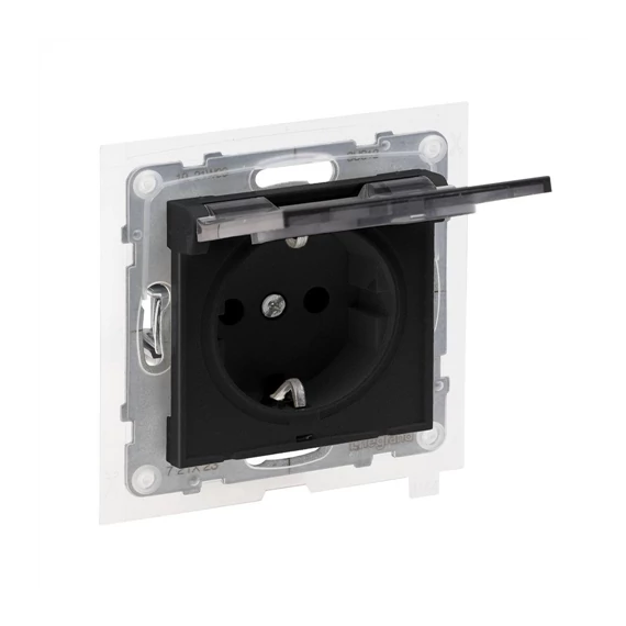 Suno dugalj 2P+F+ fedél GYV  fekete IP44 süllyesztett LEGRAND (L721423)