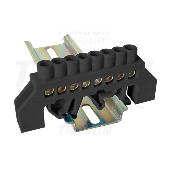 Szigetelt sorolósín fekete 230/400V, 100A, 6x9mm, 8P, IP20, (NPE-BK6-8)