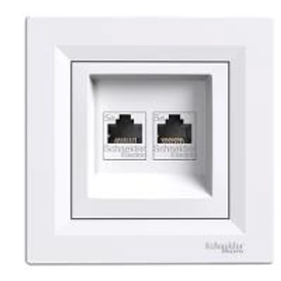 Asfora 2xRJ45 fehér Cat5 csatlakozó kerettel (EPH4400121)