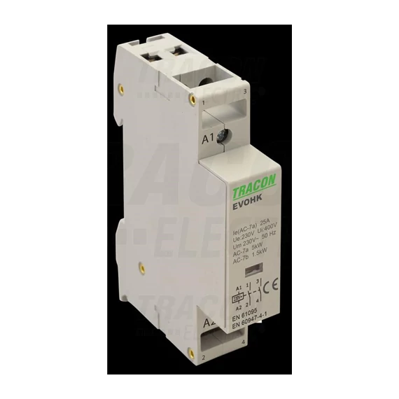 Mágneskapcsoló 230V, 50Hz, 1 Mod, 2×NO, AC1/AC7a, 25A (EVOHK2-25)