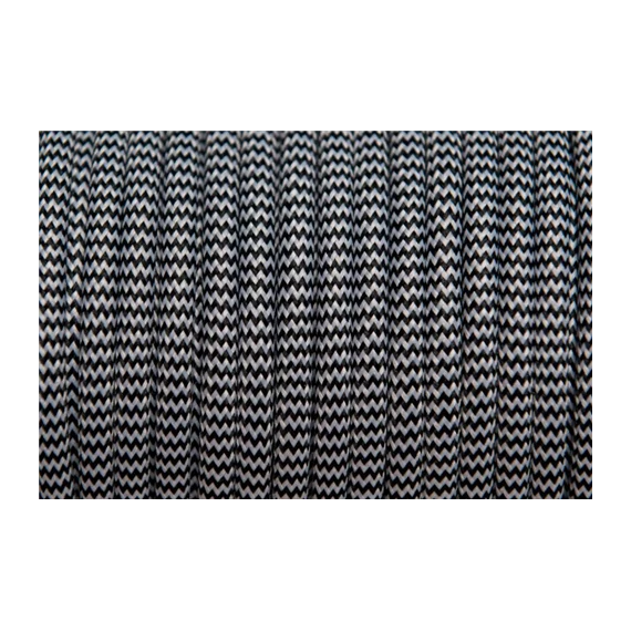 Textilkábel fekete-fehér cikk-cakk 3x0,75mm MTK 