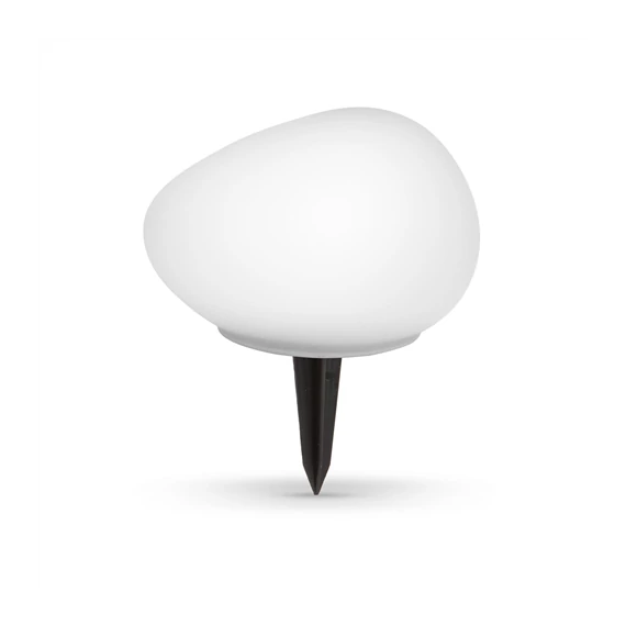 Leszúrható szolár lámpa - kavics forma - matt üveg - 165 x 142 x 115 mm - melegfehér LED (11768)