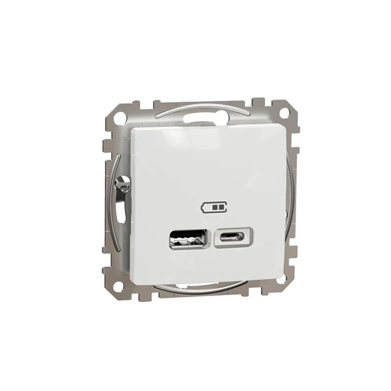 Új SEDNA Dupla USB töltő, A+C, 2.4A, fehér Schneider SDD111402 