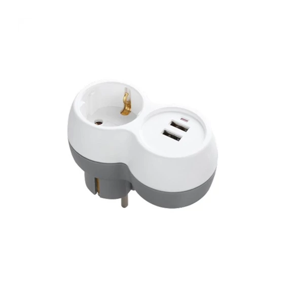 Elosztó 1-es +2USB-A 16A(TP1+USB)