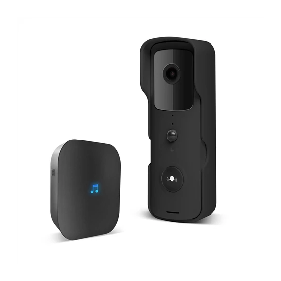Smart Wi-Fi-s videó kaputelefon szett - akkumulátoros - MicroSD, FHD, PIR - fekete (55386BK)