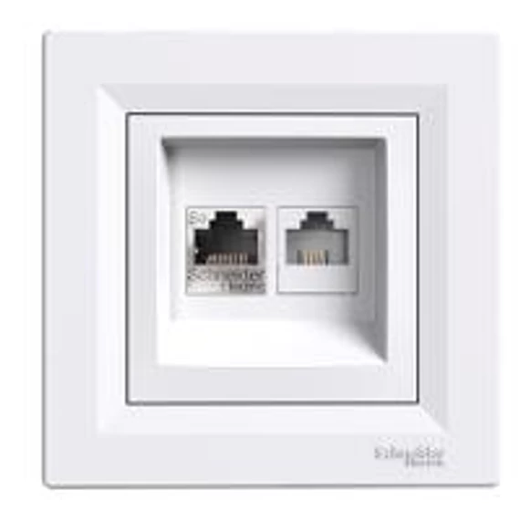 Asfora 1xRJ45 Cat5e UTP+RJ12 aljzat, kerettel fehér (EPH4900121)