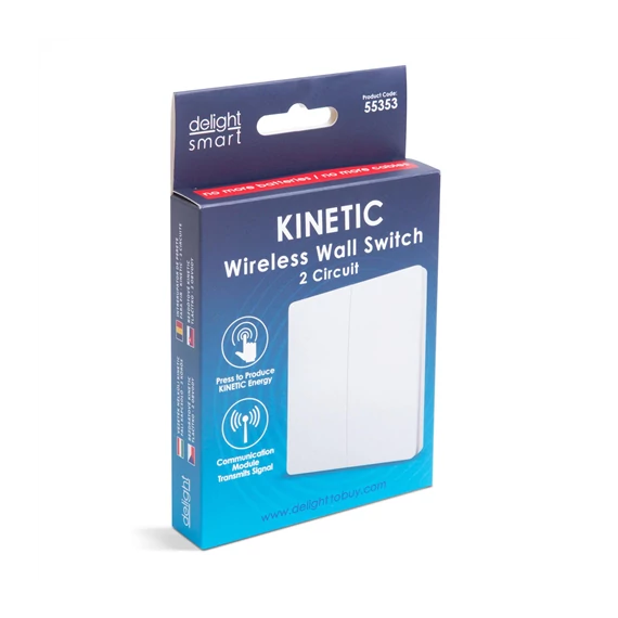 Vezeték nélküli Kinetic fali kapcsoló - 433 Mhz - 2 körös