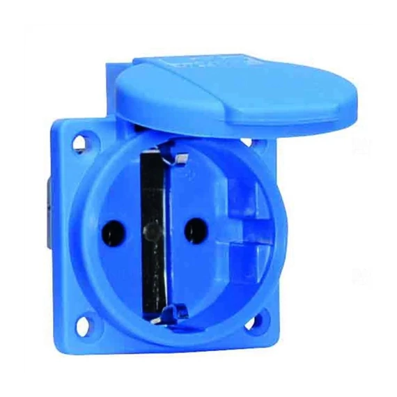 Háztartási dugalj 2P beépíthető 16A kék IP54 50x50mm csavaros Bals (71094)