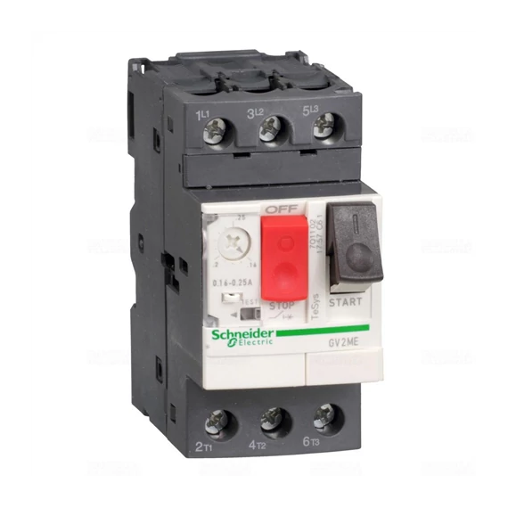 Motorvédő kapcs. 2,5…4A, nyomóbillentyűs, csavaros csatlakozás, 50Hz (GV2ME08AP)