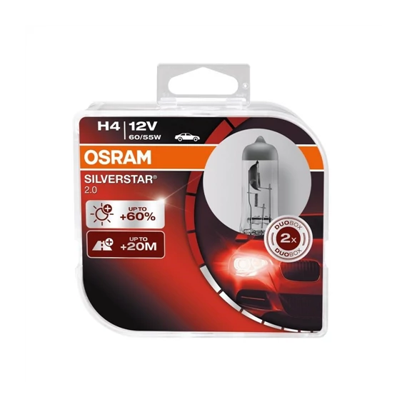 Autó izzó 12V H4 55W/60W Osram Silverstar 2x 