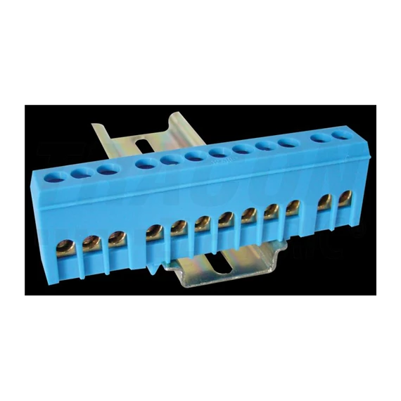 Szigetelt földelősín (NPE) 230/400V, 100A, 12P, IP20, kék 