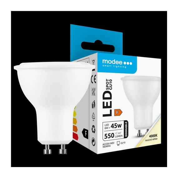 Modee LED Izzó Spot Alu-Plastic 6W GU10 110° 4000K (550 lumen) dimm. ERP (ML-GU10P4000K6WDN)