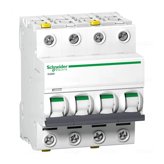 Kismegszakító 4P 32A C-jelleg 400V AC/DC 6kA/60898 20kA/60947 Acti9 iC60N Schneider