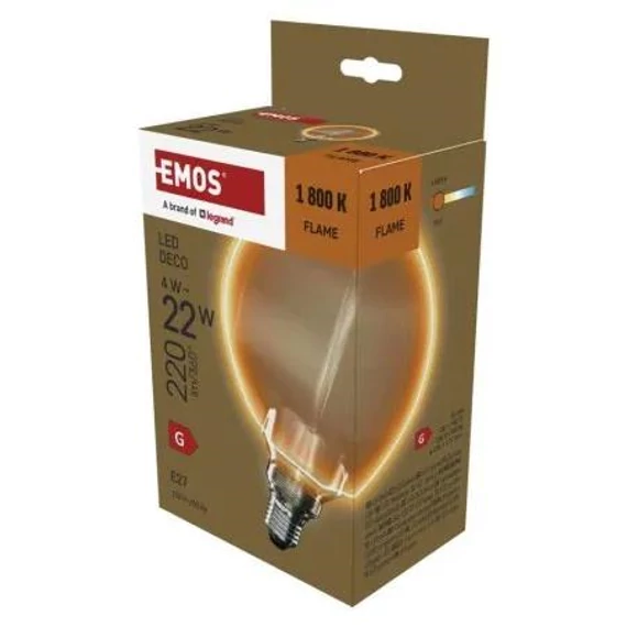 LED izzó DECO G130OA / E27 / 4W (22W) / 220lm / flame 1800K (Z5BO11)