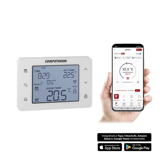 Szobatermosztát programozható WI-FI sülly. Computherm (Q20WI-FI)