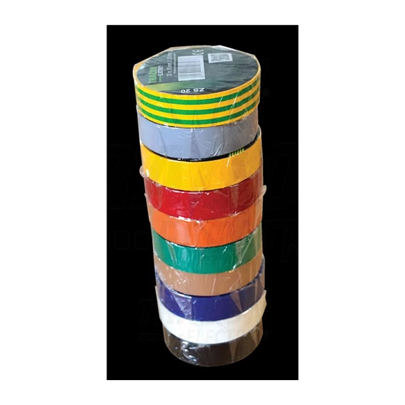 Szigetelő szalag 10mx15mm szines 10db Tracon (SZIG-SET10-15)