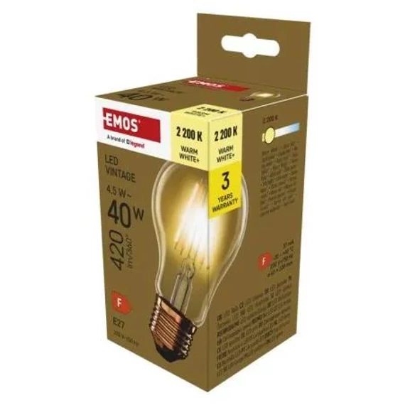 LED izzó Vintage A60 / E27 / 4,5W (40W) / 420lm 2200K (Z55032)