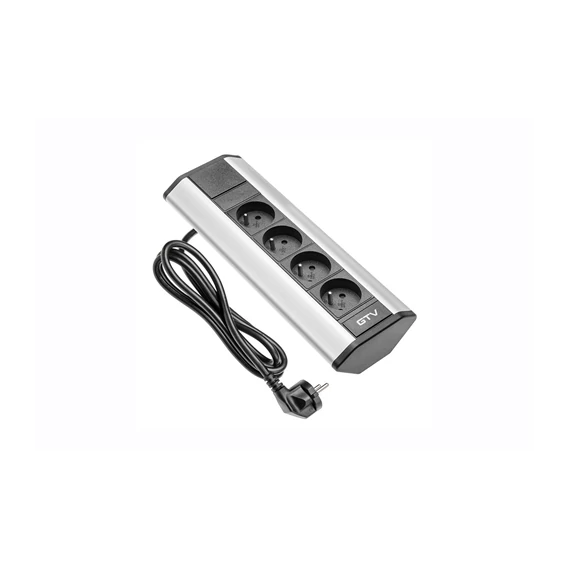 Elosztó sarokba illeszthető 3x(2P+F)SCHUKO aljzat+2xUSB(2.1A 5V) aljzat, szürke (GTV-AE-PBKT3S2U-80)