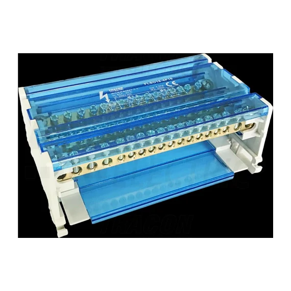 Moduláris elosztóblokk nyitható fedéllel 4×16(10) mm2 / 12×10(6) mm2, 500VAC/DC, 80A (FLSO16-4P16)
