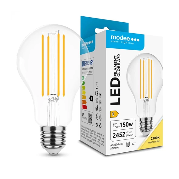 LED izzó Filament 17W E27 2700K 2452lm (ML-A70F2700K17WE27)