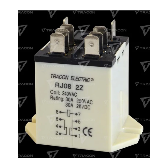 Relé 30A, 230V AC / 28V DC 2×CO (RJ08-240AC)