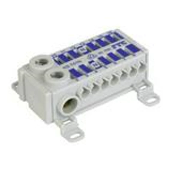 Sorkapocs elosztóblokk 75A 2x25csavaros+14x4mm2rugós kék 1P 25mm2/ KS741 (FTG KS741N)