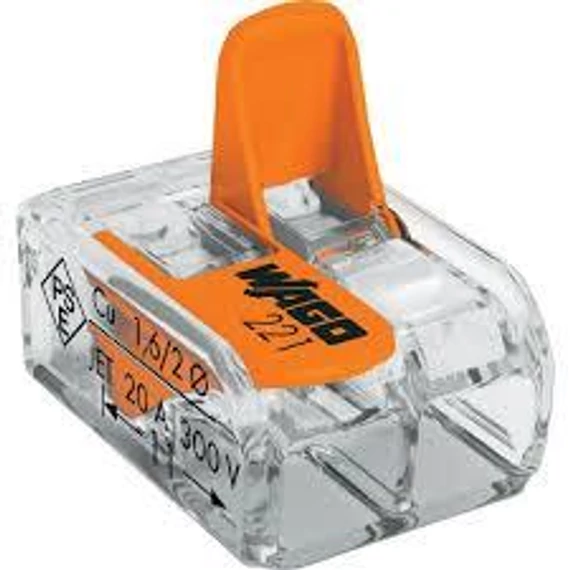 Vezetékösszekötő 2x0,5-6mm2 oldható Wago (221-612)