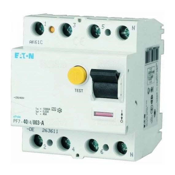EATON Fi-relé 4P 25A 0,1A AC-típus PF7-25/4/01-DE (263585)
