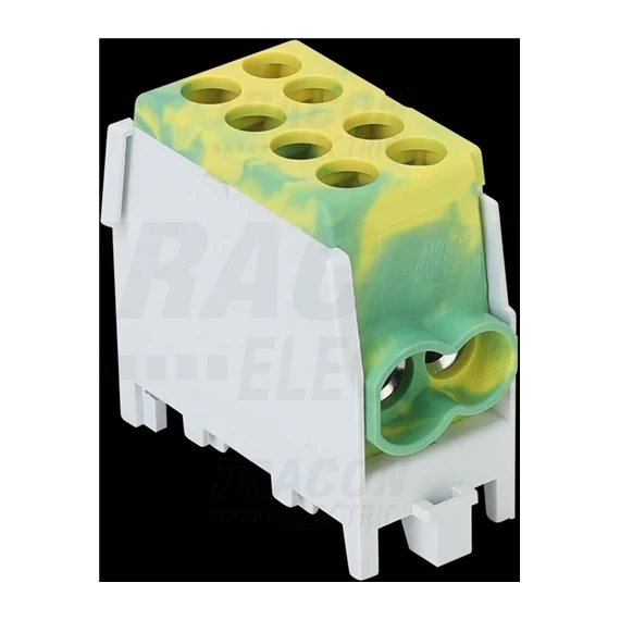 Főáramköri leágazó kapocs, sínre szerelhető, zöld/sárga 2.5-25mm2, max. 1000VAC, max.101A 