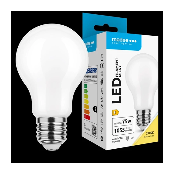 LED izzó Filament Milky Globe A60 8W E27 360° 2700K (1055 lumen) (ML-MA60F2700K8WE27)
