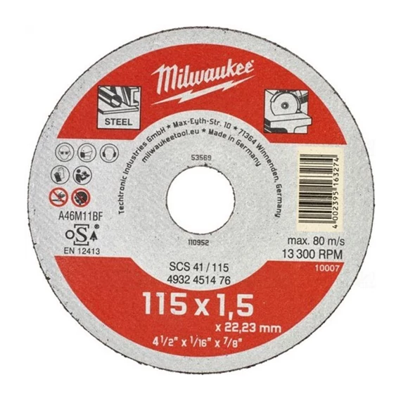 Milwaukee Vágókorong fémhez WSCS41/ 115x1,5mm (4932451476)