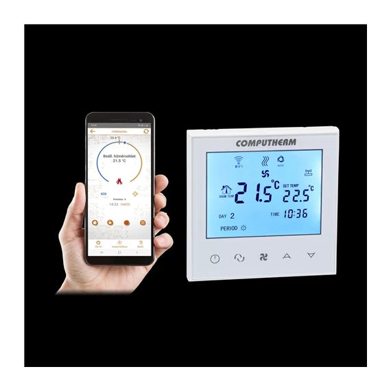 Szobatermosztát Wi-Fi fan-coil 2- és 4-csöves rendszerekhez sülly. Computherm (E280FC)