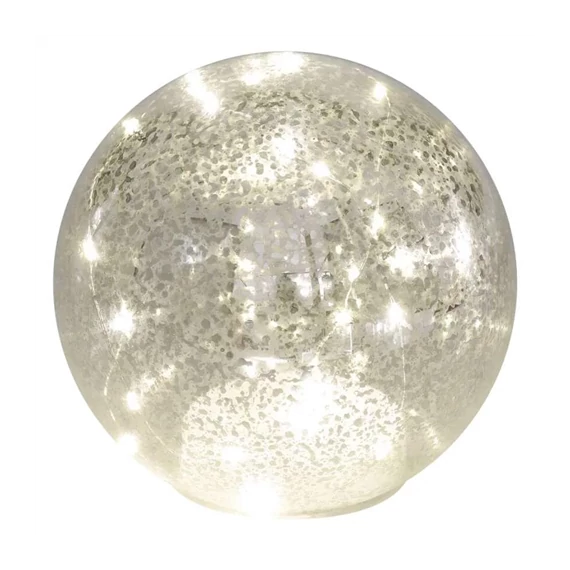 Karácsonyi üveggömb LED, 15cm, 3xAA, beltéri, meleg fehér (DCLW35)