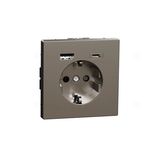 Merten D-life 162 dugalj+2xUSB 16A/2.4A A+C acél (MTN2367-6036)