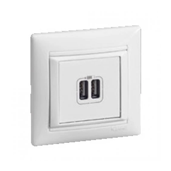 Valena 2xUSB töltő aljzat, 1500 mA, fehér (770470)