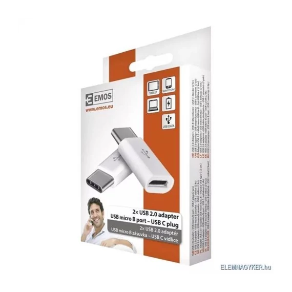 USB töltőkábel micro B/F-USB C/M