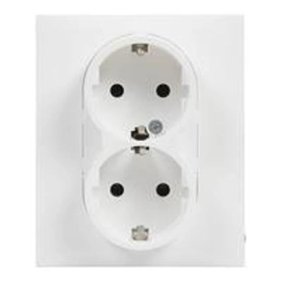 Suno fehér 2x2P+F GYV csatlakozóaljzat (rugós), biztonsági zsaluval, komplett (721126) Legrand