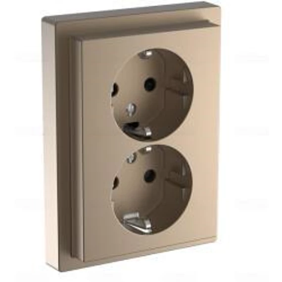 Merten System 2x2P+F csatlakozóaljzat, biztonsági zsaluval, 16A, szahara D-Life (MTN2420-6533)