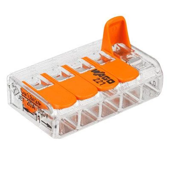 Vezetékösszekötő 5x0,2-4mm2 oldható Wago (221-415)