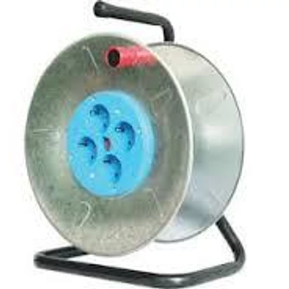 Kábeldob üres fém + 4db dugalj Tracon (KD-DOB)